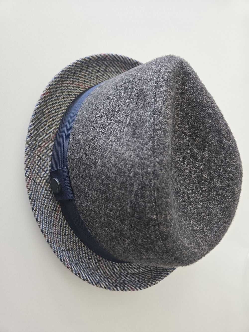 Ben Sherman Small/Medium Gray Wool Trilby Fedora Hat with Navy Band